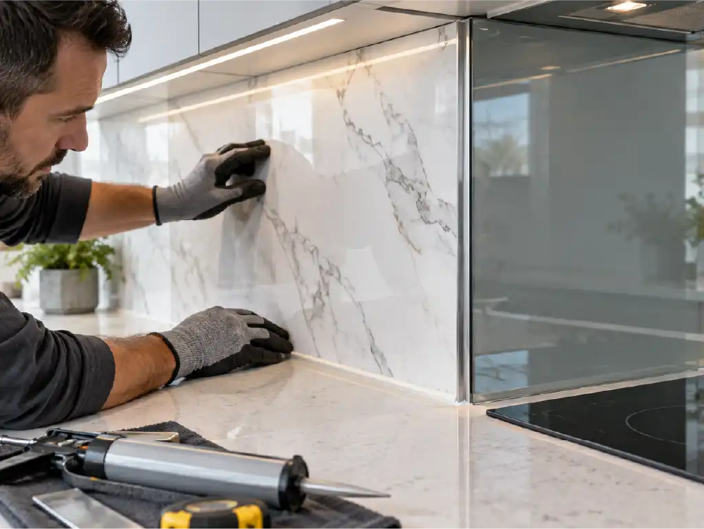 Mutfak PVC panel numuneleri ve teknik değer kontrol ekipmanları